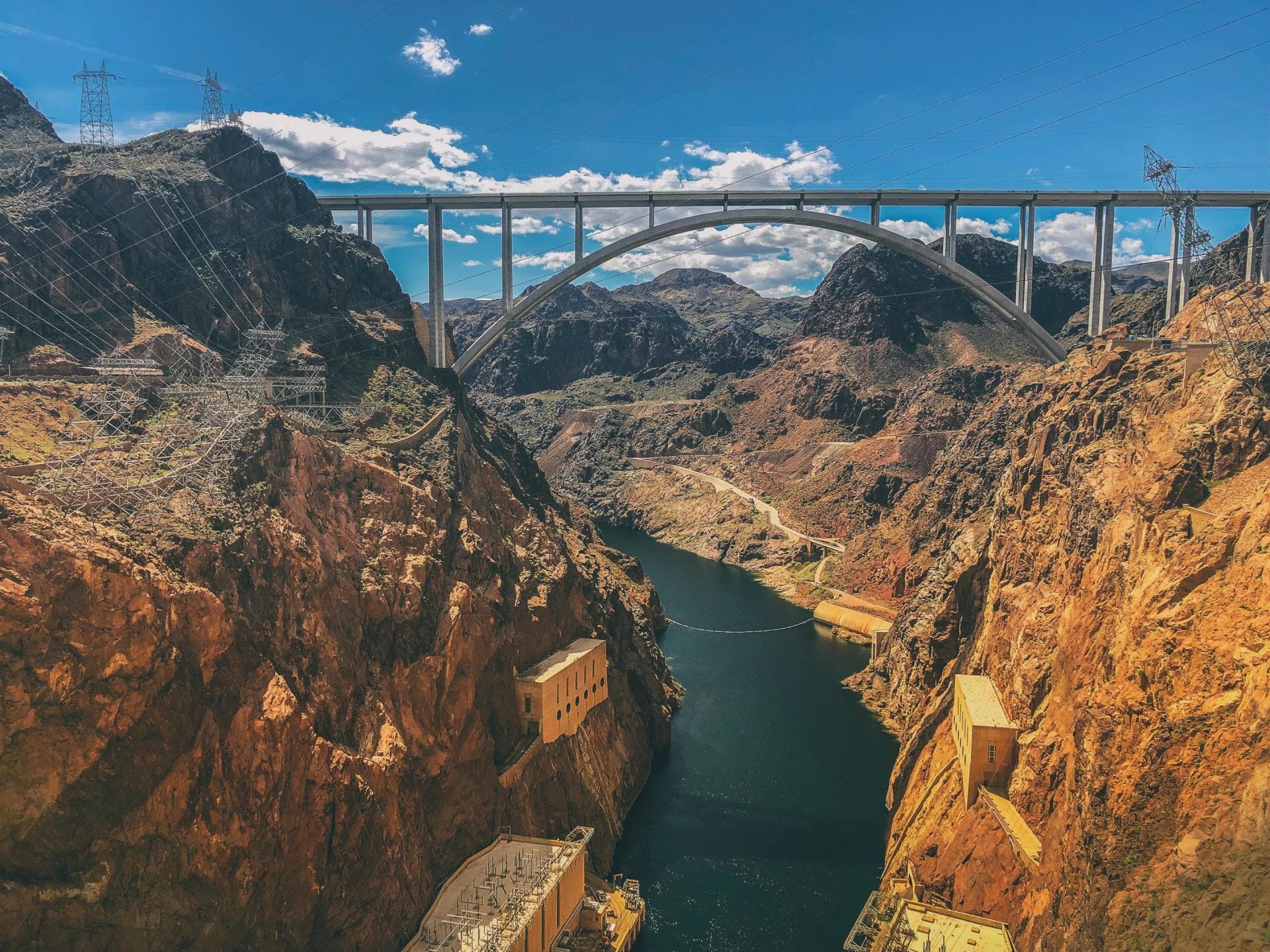 Bridge spanning the Colorado River canyon at Hoover Dam